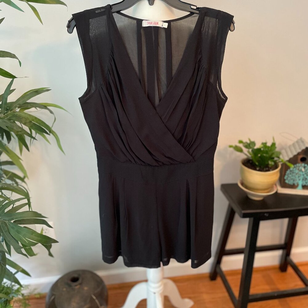 Little Black Sheer Lined Romper From "Hit List LA", Size L Fits Like M